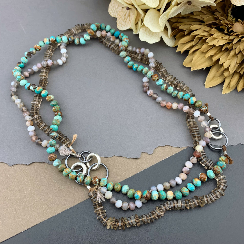 Radiant Necklace - Smokey Quartz Square Heishi Gemstone Candy Necklace