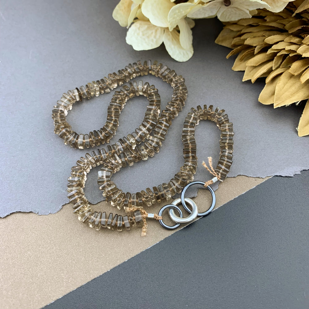 Radiant Necklace - Smokey Quartz Square Heishi Gemstone Candy Necklace