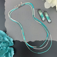 Set: Oval Earrings & Single Strand Beaded Necklace