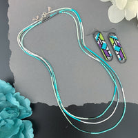 Set: Oval Earrings & Single Strand Beaded Necklace