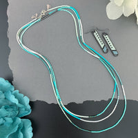 Set: Oval Earrings & Single Strand Beaded Necklace