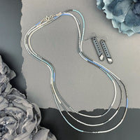 Set: Oval Earrings & Single Strand Beaded Necklace