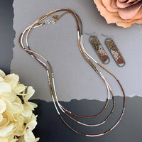 Set: Oval Earrings & Single Strand Beaded Necklace
