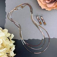 Set: Oval Earrings & Single Strand Beaded Necklace