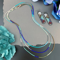 Set: Oval Earrings & Single Strand Beaded Necklace