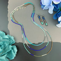 Set: Oval Earrings & Single Strand Beaded Necklace