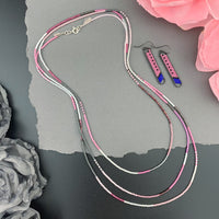 Set: Oval Earrings & Single Strand Beaded Necklace