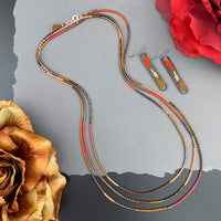 Set: Oval Earrings & Single Strand Beaded Necklace