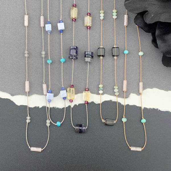 OOAK Delicate Silk Knotted Necklaces