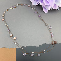 One Of A Kind Radiant Layering Necklace - Chocolate Moonstone, Amethyst, Rose Quartz, Labradorite
