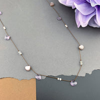 One Of A Kind Radiant Layering Necklace - Chocolate Moonstone, Amethyst, Rose Quartz, Labradorite