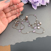 One Of A Kind Radiant Layering Necklace - Chocolate Moonstone, Amethyst, Rose Quartz, Labradorite
