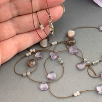 One Of A Kind Radiant Layering Necklace - Chocolate Moonstone, Amethyst, Rose Quartz, Labradorite