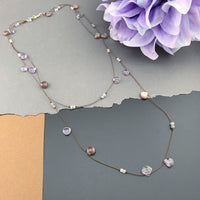 One Of A Kind Radiant Layering Necklace - Chocolate Moonstone, Amethyst, Rose Quartz, Labradorite
