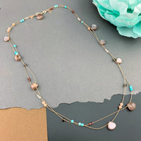 One Of A Kind Radiant Layering Necklace - Chocolate Moonstone, Garnet, Peach Moonstone, Rainbow Moonstone, Smokey Quartz, Amazonite