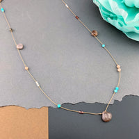 One Of A Kind Radiant Layering Necklace - Chocolate Moonstone, Garnet, Peach Moonstone, Rainbow Moonstone, Smokey Quartz, Amazonite