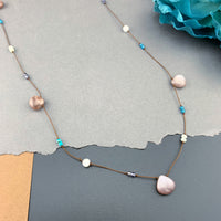One Of A Kind Radiant Layering Necklace - Chocolate Moonstone, Turquoise, Iolite, Jade, Blue Apatite, White Moonstone