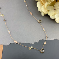 Radiant Layering Necklace - Smokey Quartz, Citrine, Peach Moonstone, Rose Quartz