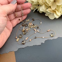 Radiant Layering Necklace - Smokey Quartz, Citrine, Peach Moonstone, Rose Quartz