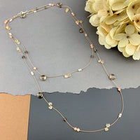 Radiant Layering Necklace - Smokey Quartz, Citrine, Peach Moonstone, Rose Quartz