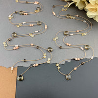 Radiant Layering Necklace - Smokey Quartz, Citrine, Peach Moonstone, Rose Quartz