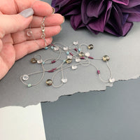 Radiant Layering Necklace - Smokey Quartz, Rose Quartz, Garnet, Apatite