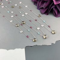 Radiant Layering Necklace - Smokey Quartz, Rose Quartz, Garnet, Apatite