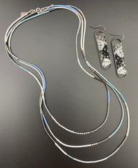 Set: Oval Earrings & Single Strand Beaded Necklace