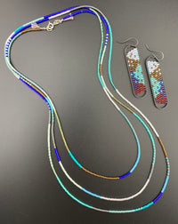 Set: Oval Earrings & Single Strand Beaded Necklace