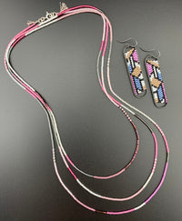 Set: Oval Earrings & Single Strand Beaded Necklace