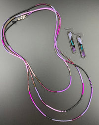 Set: Oval Earrings & Single Strand Beaded Necklace