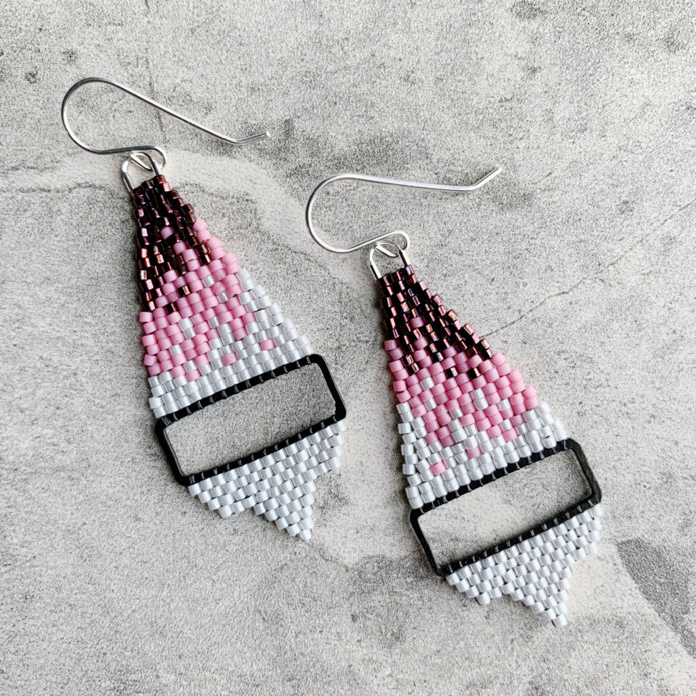 Pink Small Brick Stitch Earring Making Kit for Beginners at Weekend Kits
