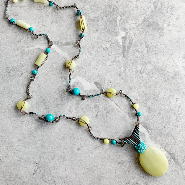 Serpentine/Turquoise Blissful Pendant Necklace