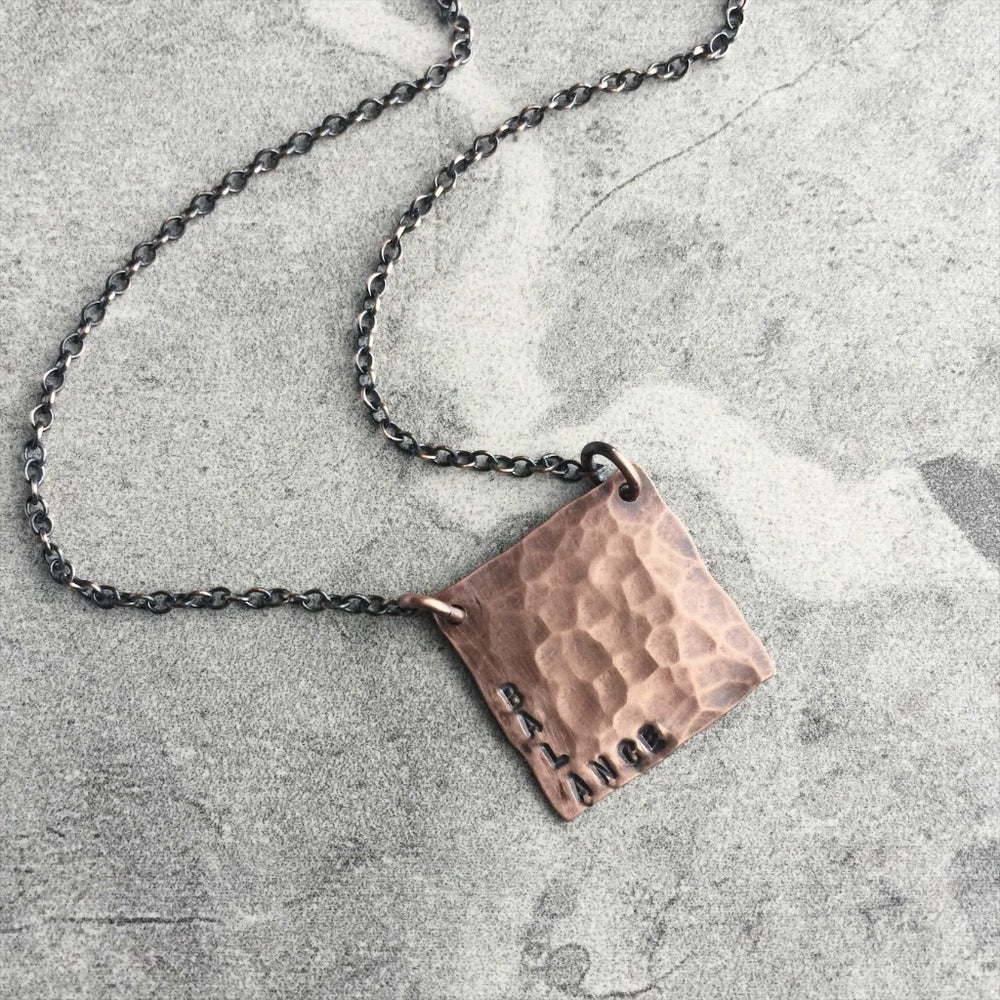 Hand Stamped Copper Square